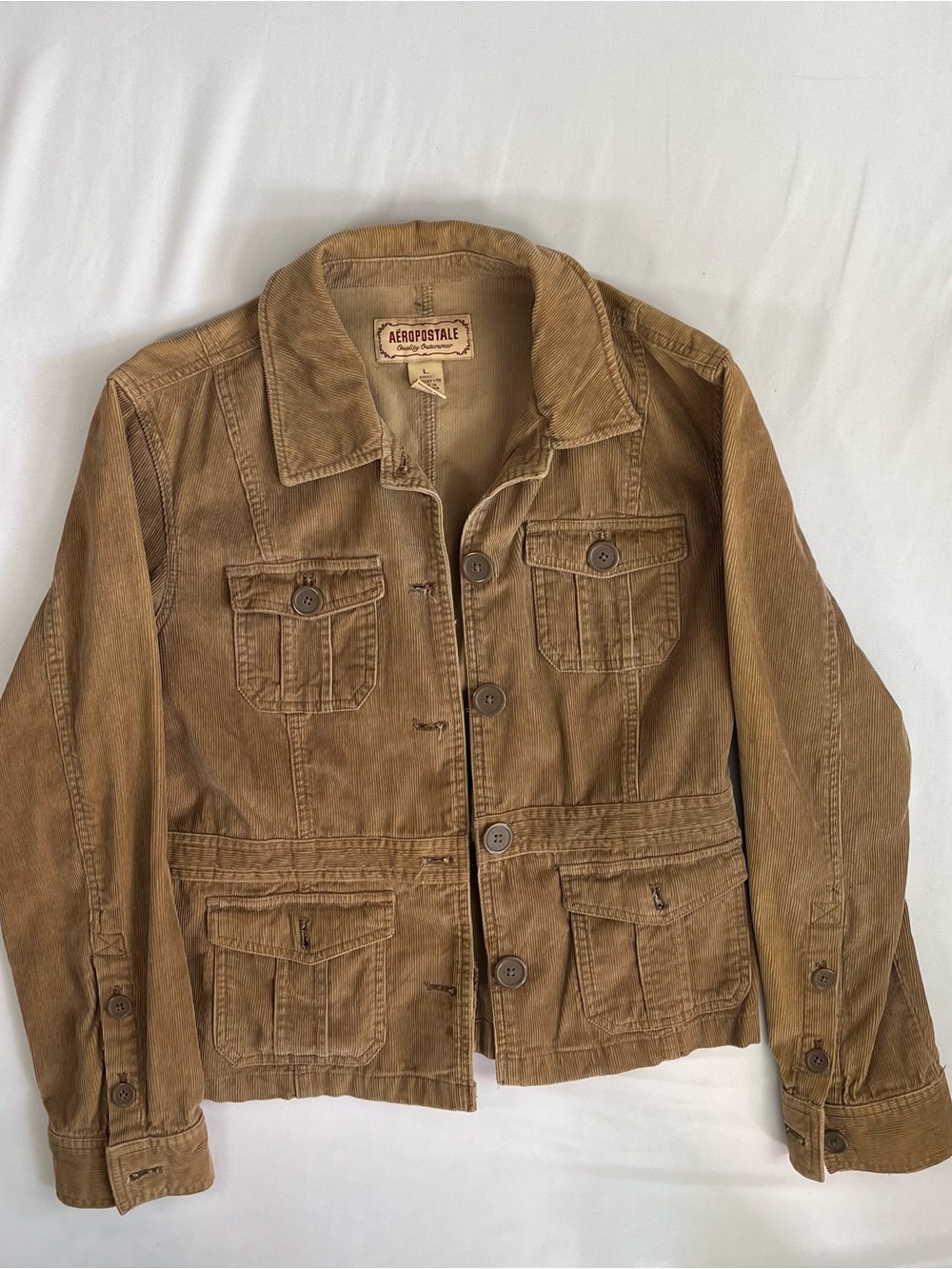 Aeropostale Juniors Tan Brown Corduroy Button-Up Jacket 0032